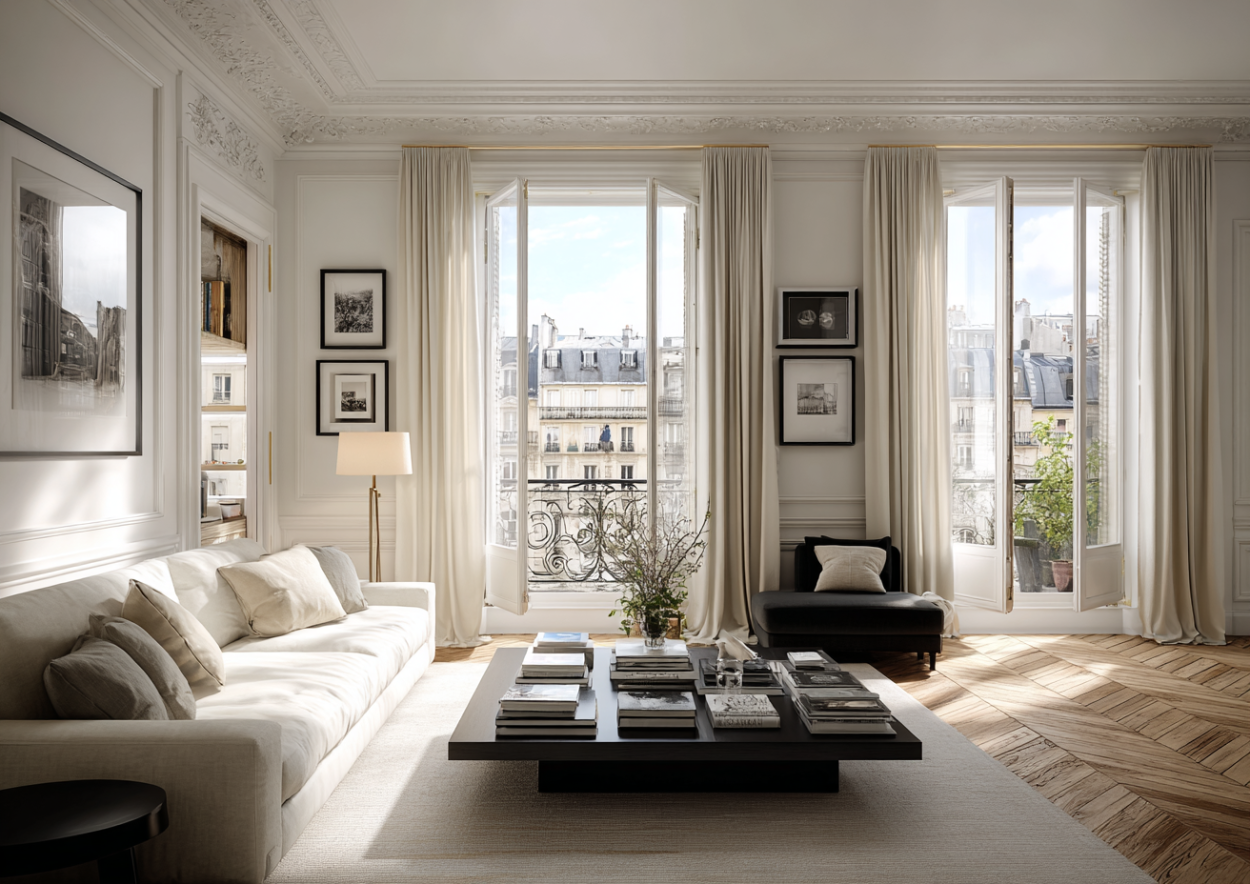 Appartement haussmannien Paris avec moulures et cheminée - Chasseur immobilier AppartParis
